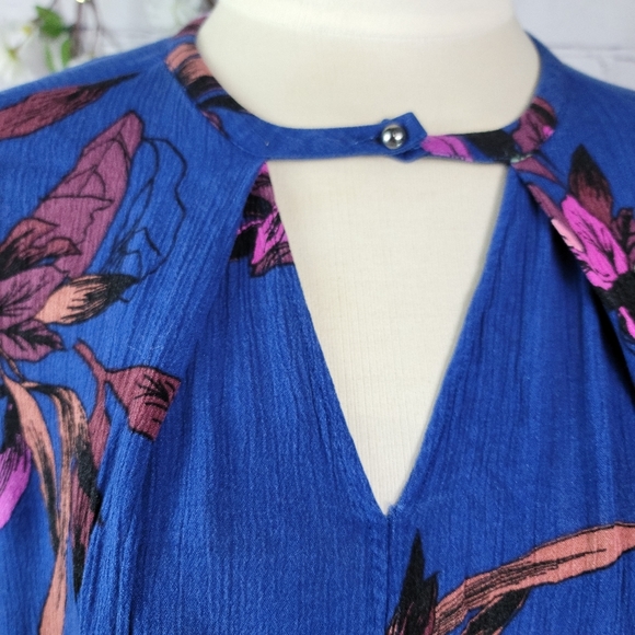 FREE PEOPLE ELECTRIC ORCHARD BLUE BOHEMIAN VIBES LONG SLEEVE MINI TUNIC DRESS - Picture 10 of 16